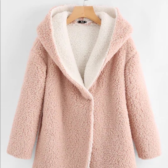 SHEIN Jackets & Blazers - Curved Hem Hoodie Teddy Coat 💕